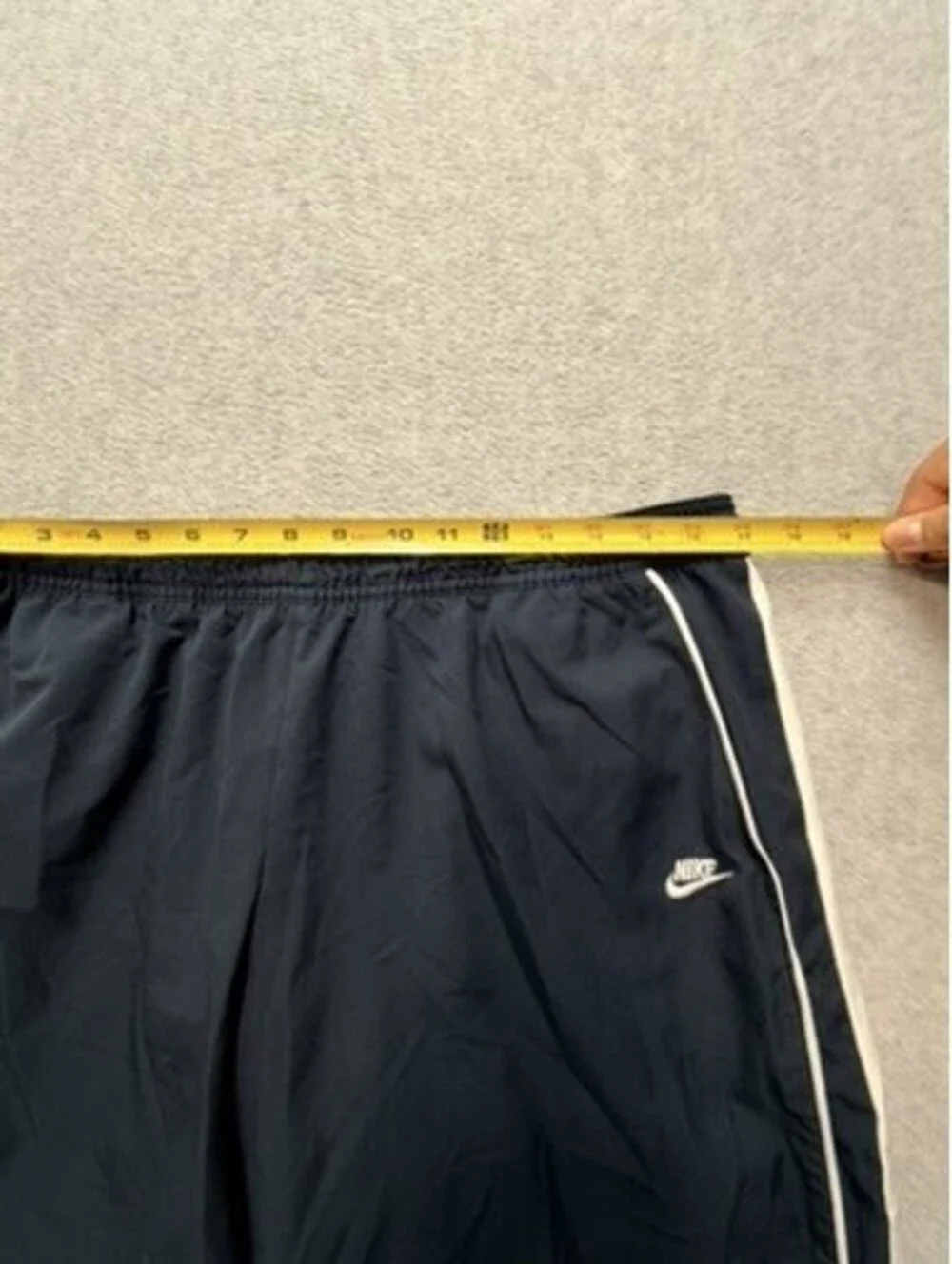 Nike Mens Track Capris XL Navy Blue White Stripe Athletic Elastic Waist